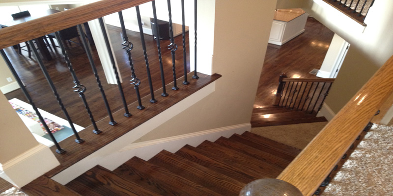 Hardwood stairs and iron spindles installation in Lawrenceville, GA
